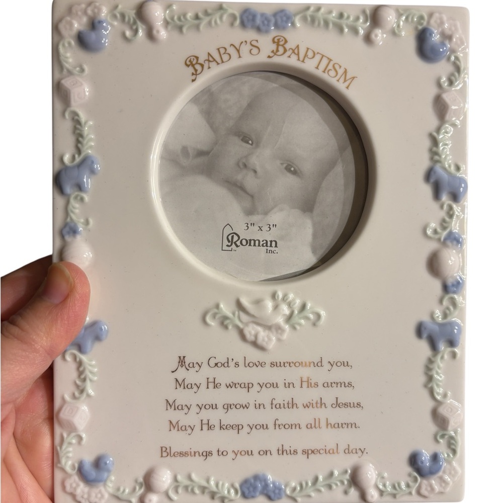 Roman Inc. Baby's Baptism Picture Frame - 3x3 Religious Christening